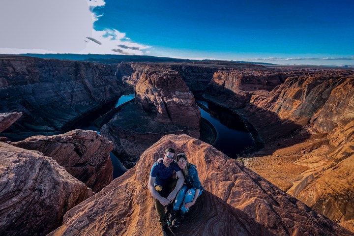 a canyon with a mountain in the background